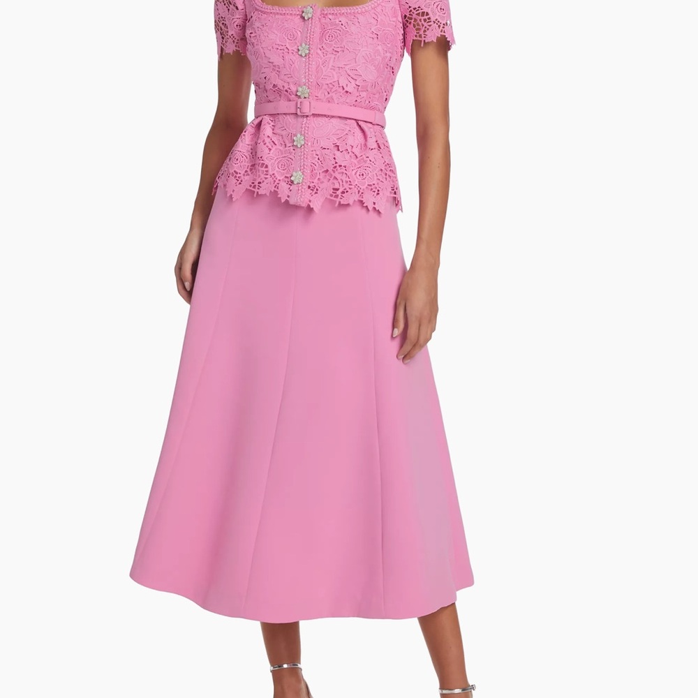 Elegant Pink Lace Detail Dress